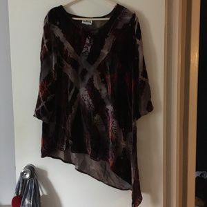 MOTION Lagenlook Multicolor Burn-Out Velvet Artsy Tunic M